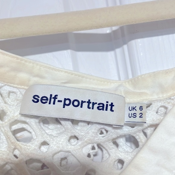 self-portrait Lace Frill Asymmetric Cold shoulder Midi Dress uk size 6 $995 - Picture 9 of 11